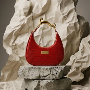 BOUCHRACHY . Crescent moon, leopard Red-orange