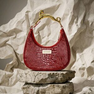 Bouchrachy. Crescent moon, leopard. Burgundy