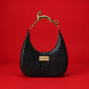 Bouchrachy. Crescent moon, leopard. Glossy Black