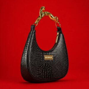 Bouchrachy. Crescent moon, leopard. Glossy Black