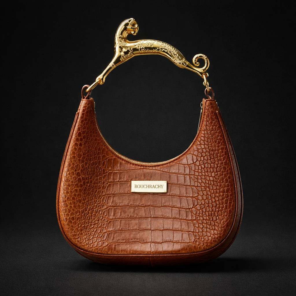 Bouchrachy. Crescent moon, leopard. Caramel.